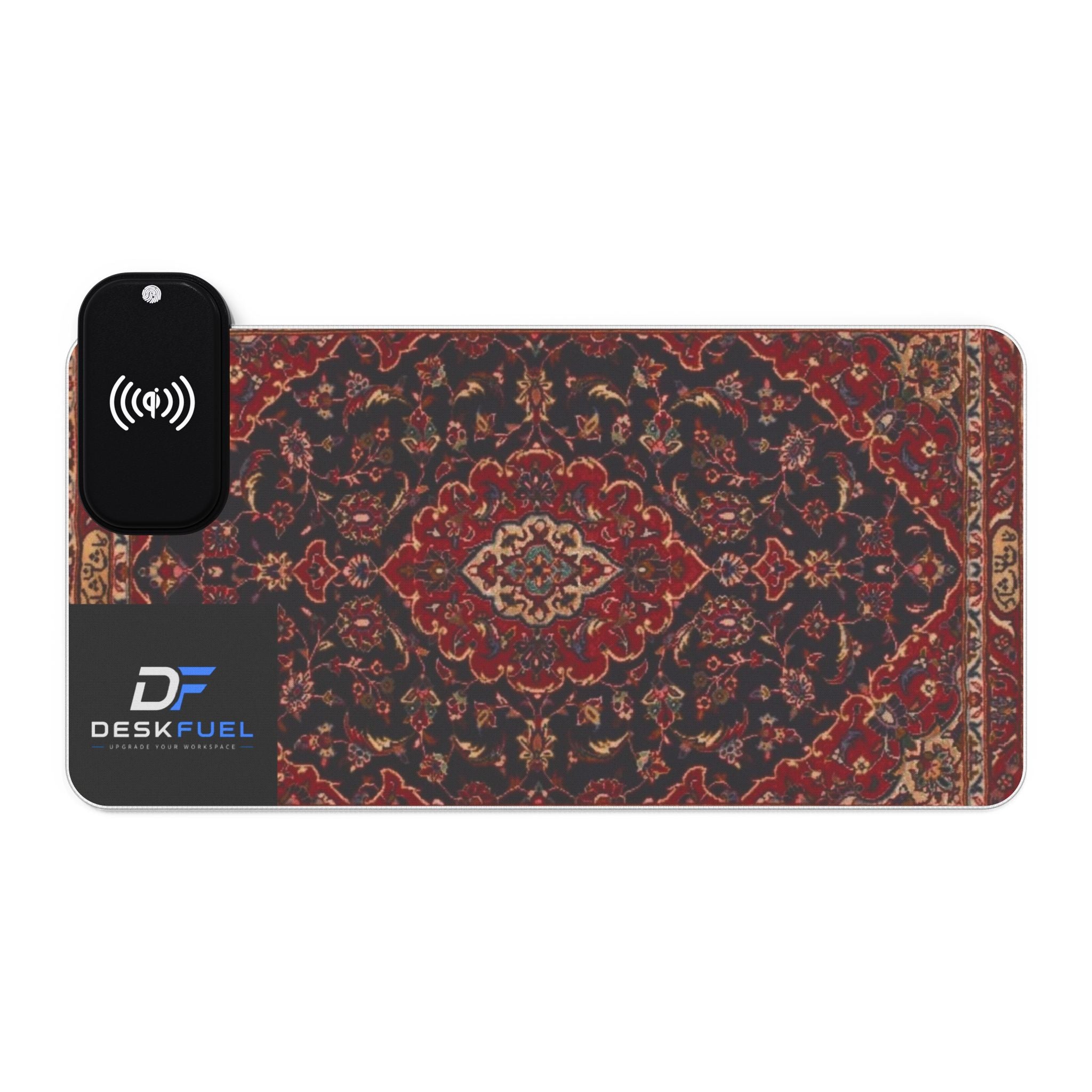 LED Wireless Charging Gaming Mouse Pad — Persian Rug Design, RGB Desk Mat